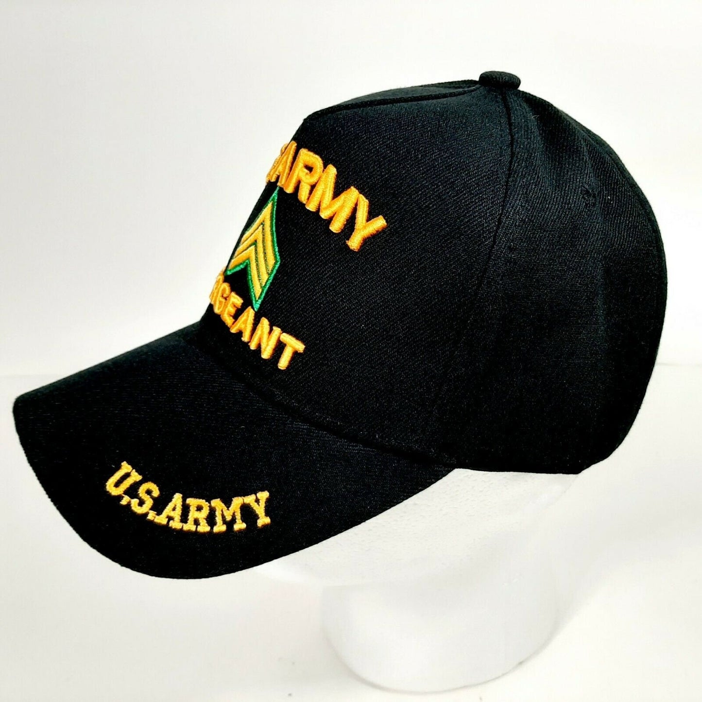 US Army Sergeant Men's Ball Cap Hat Black Embroidered Acrylic