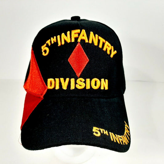 US Army 5th Infantry Division Men's Ball Cap Hat Black Embroidered