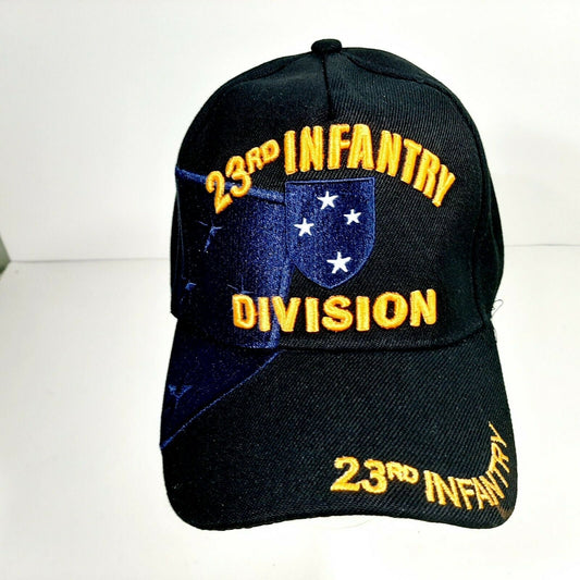 US Army 23rd Infantry Division Men's Cap Hat Black Embroidered Acrylic