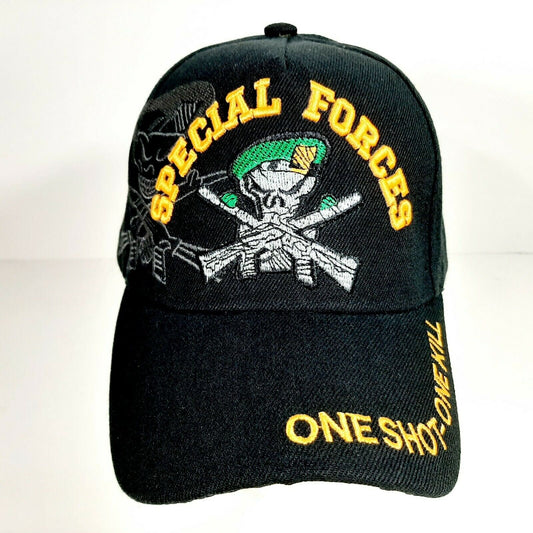 US Army Special Forces Green Beret Men's Ball Cap Hat Black Acrylic Embroidered