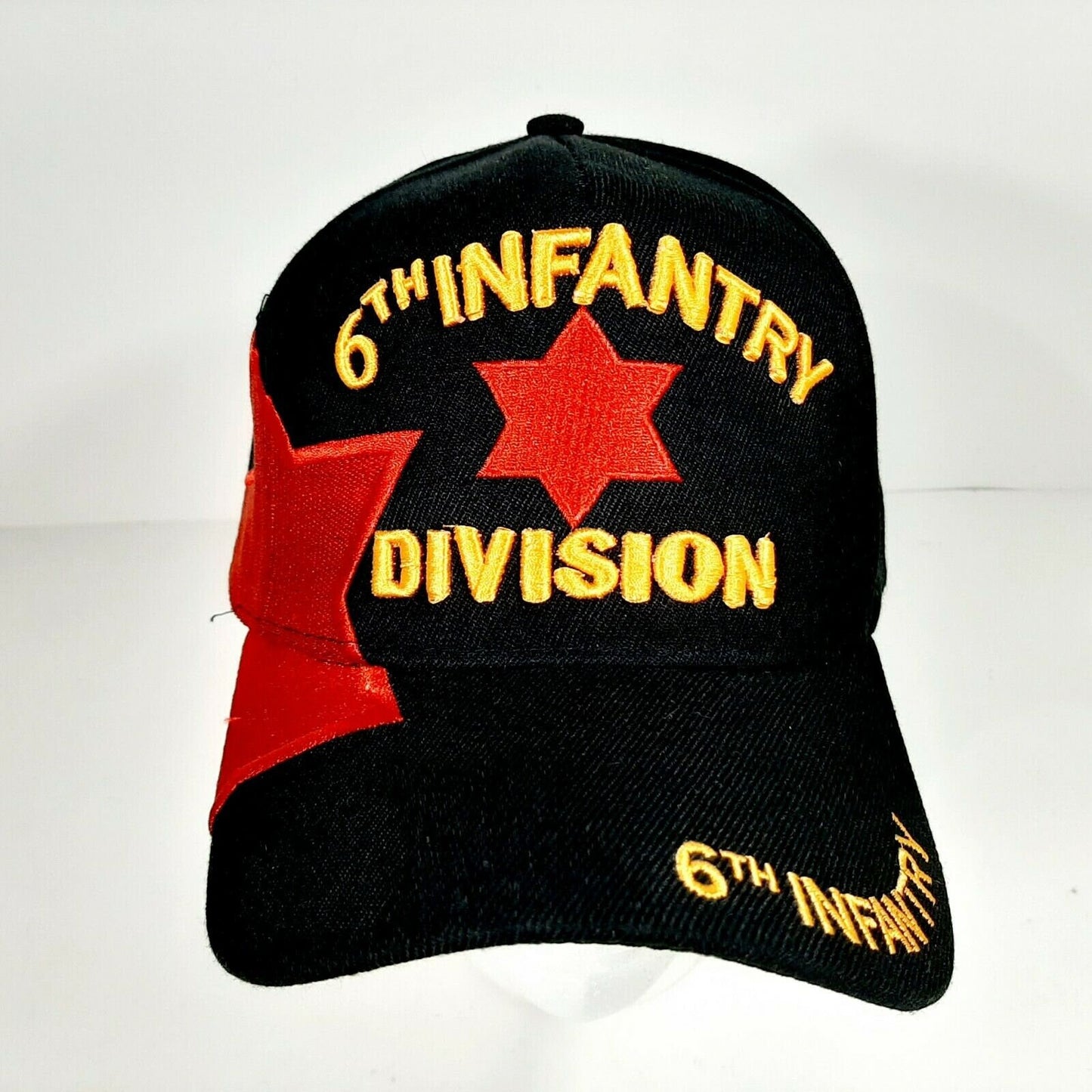 US Army 6th Infantry Division Men's Ball Cap Hat Black Embroidered Acrylic