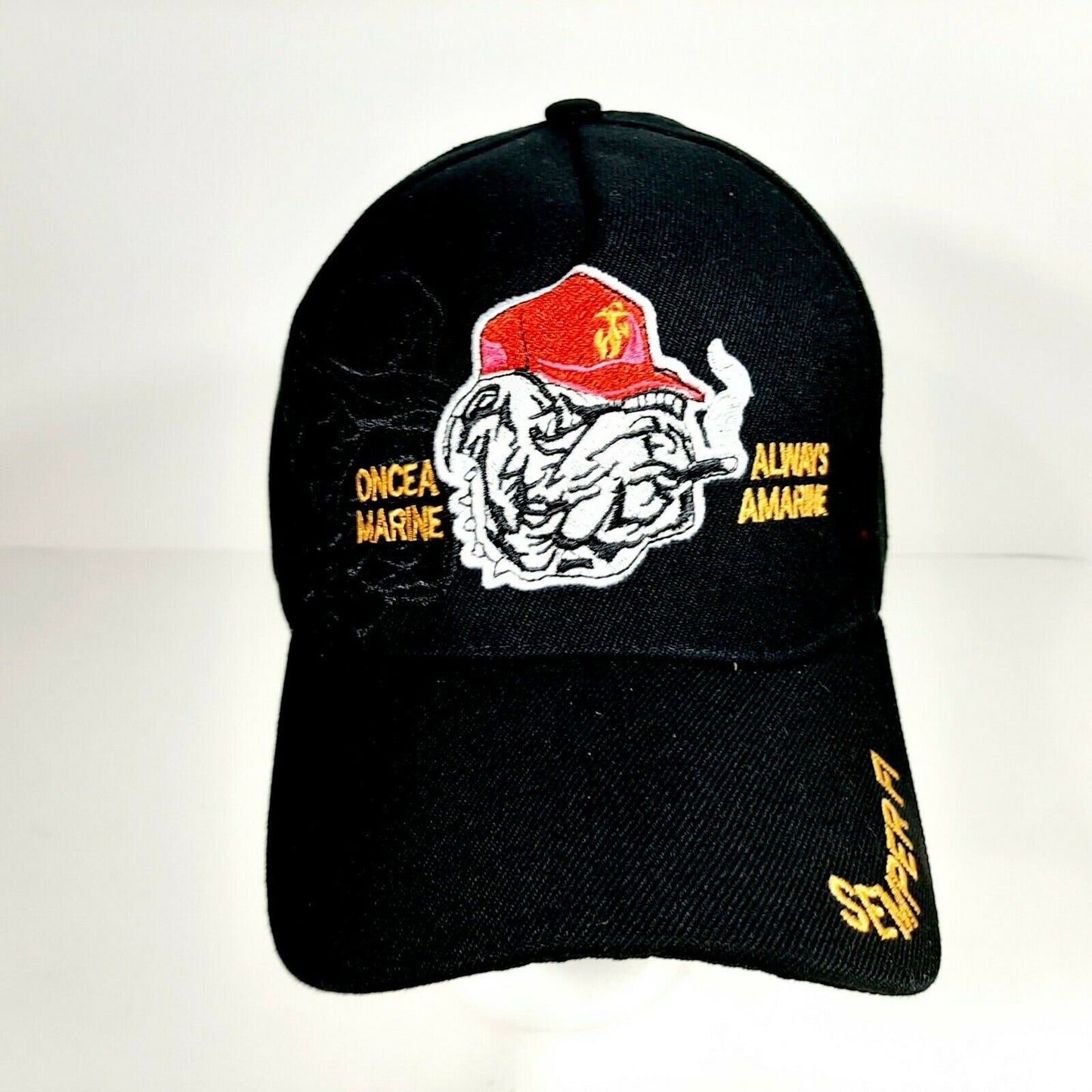 United States Marine Bulldog Embroidered Men's Ball Cap Black Acrylic