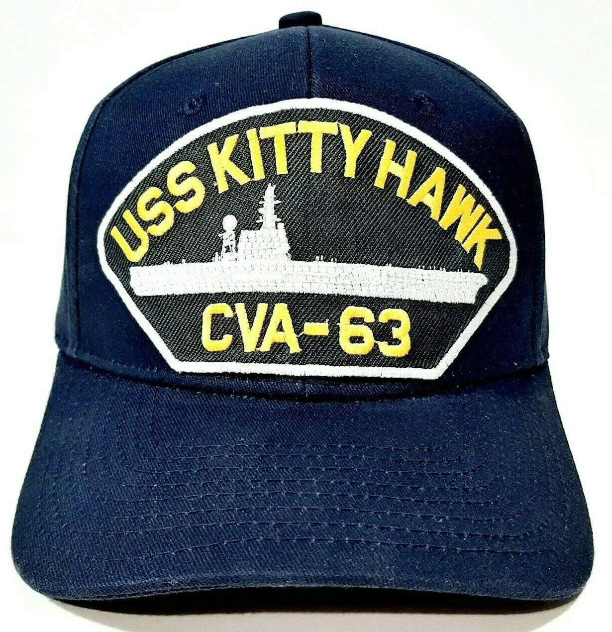 US Navy USS Kitty Hawk CVA-63 Men's Patch Cap Hat Navy Blue Strapback 100% Acrylic