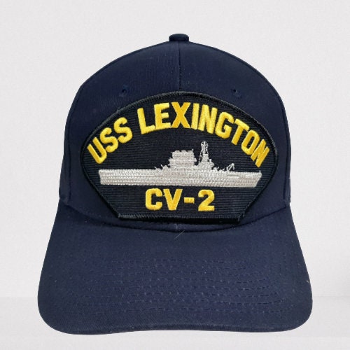 USS Lexington CV-2 Embroidered Patch Hat Baseball Cap Adjustable Navy Blue