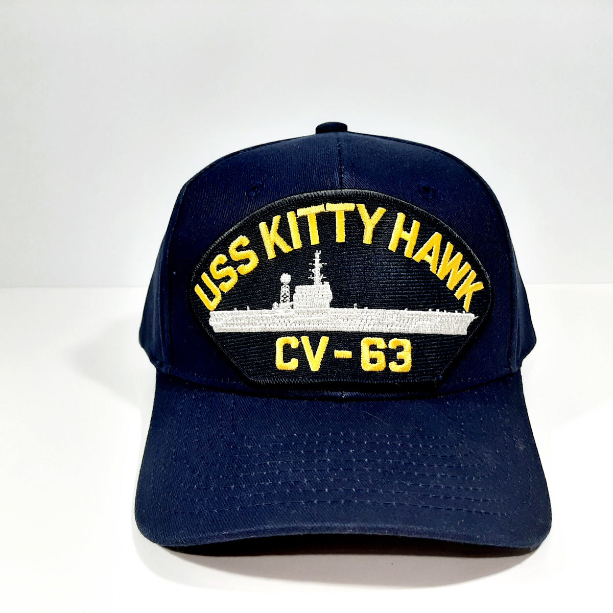 US Navy USS Kitty Hawk CV-63 Men's Patch Cap Hat Navy Blue Acrylic