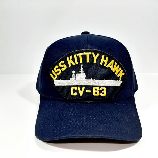 US Navy USS Kitty Hawk CV-63 Men's Patch Hat Navy Blue Acrylic