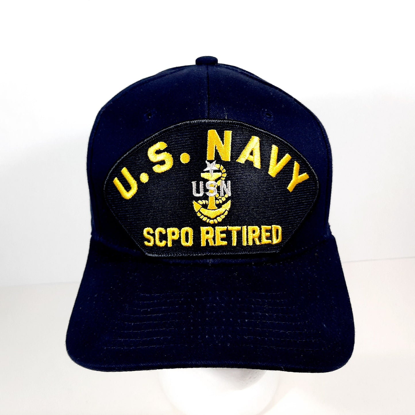 U.S. Navy SCPO Retired Patch Hat Baseball Cap Adjustable Navy Blue Acrylic