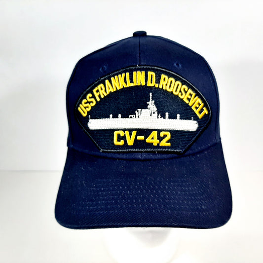 USS Franklin D. ROOSEVELT CV-42 Patch Hat Baseball Cap Adjustable Navy Blue