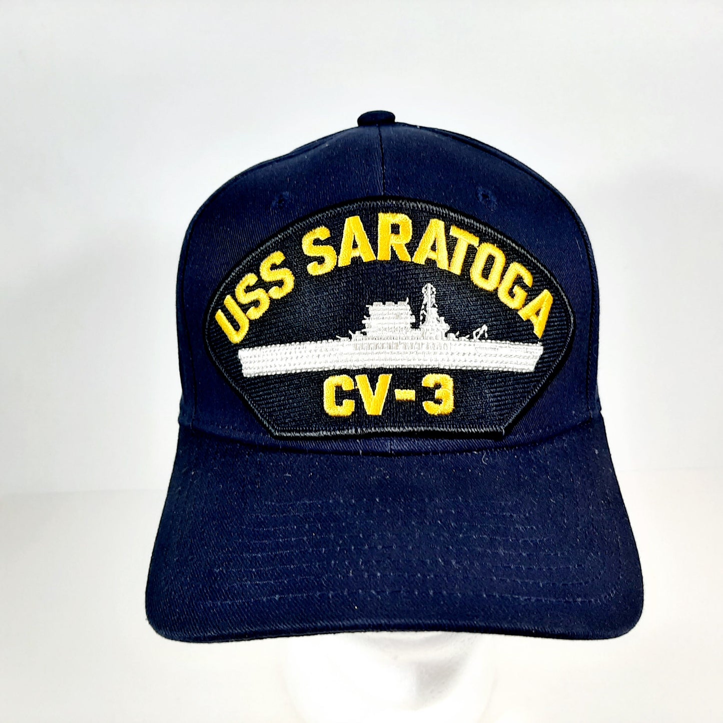 USS SARATOGA CV-3 Patch Hat Baseball Cap Adjustable Navy Blue Acrylic
