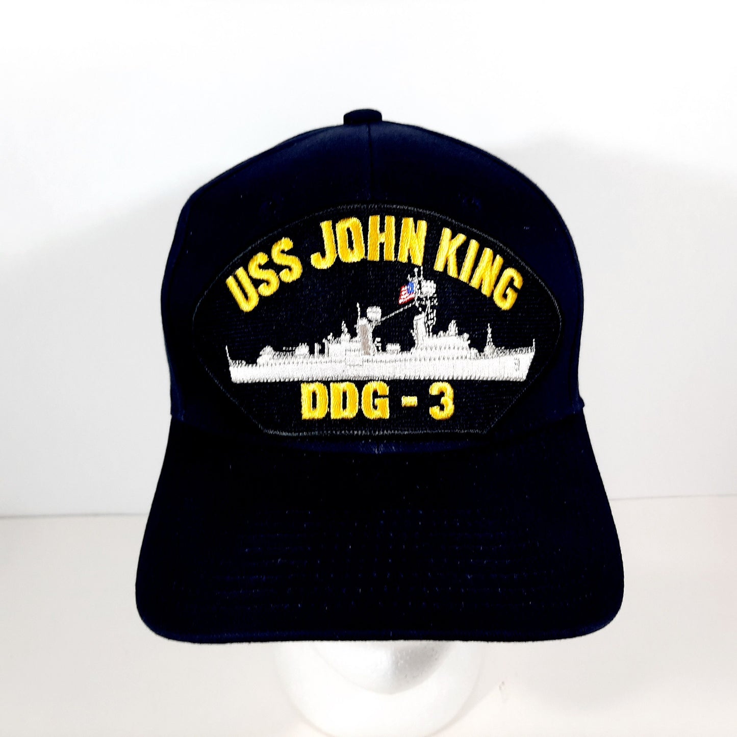 USS John King DDG-3 Patch Hat Baseball Cap Adjustable Navy Blue