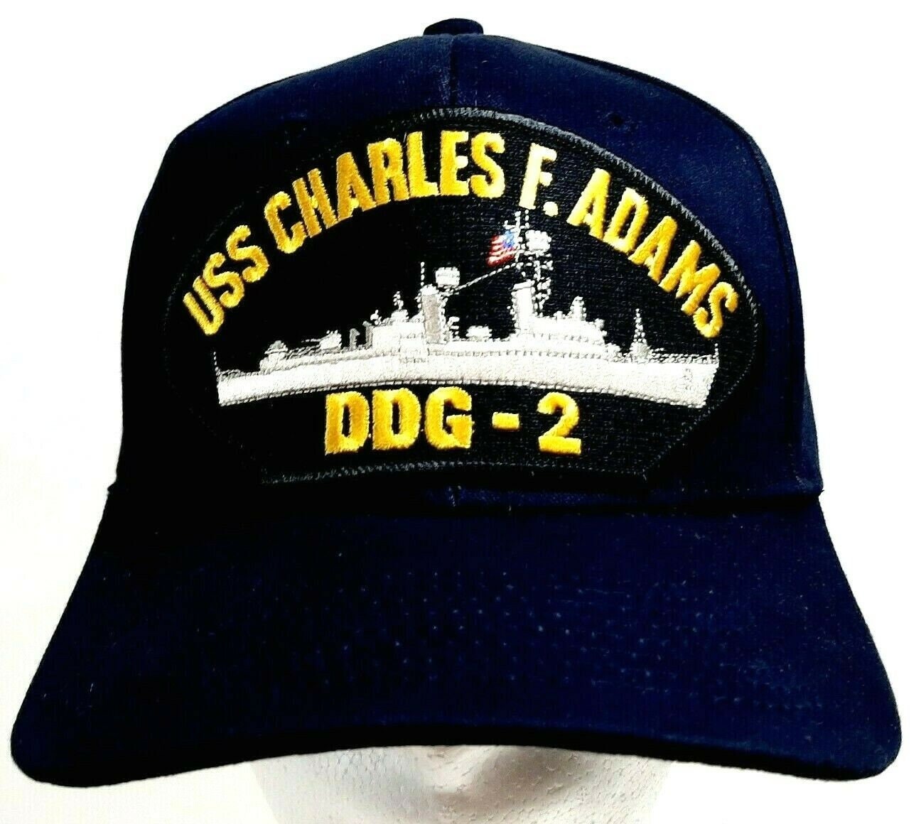 USS Charles F. Adams DDG-2 Patch Hat Baseball Cap Adjustable Navy Blue Acrylic