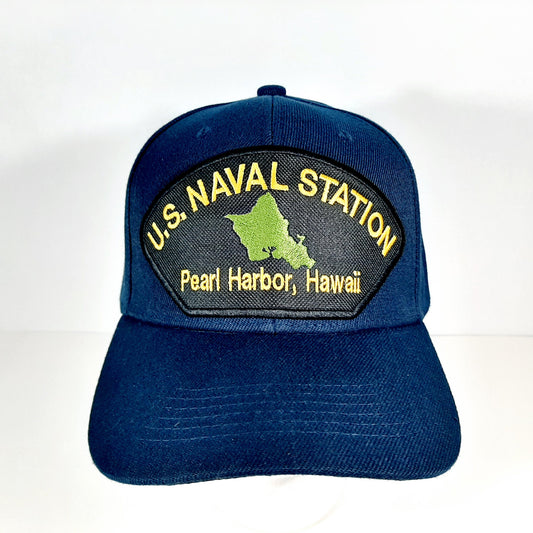 Naval Station Pearl Harbor Hawaii Embroidered Patch Hat Baseball Cap Blue