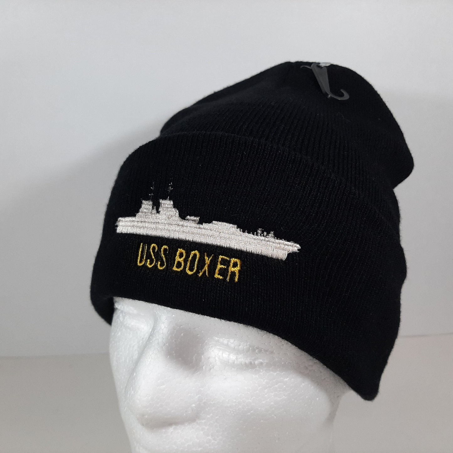 U.S. Navy USS Boxer Beanie Watch Cap Black Long One Size Acrylic
