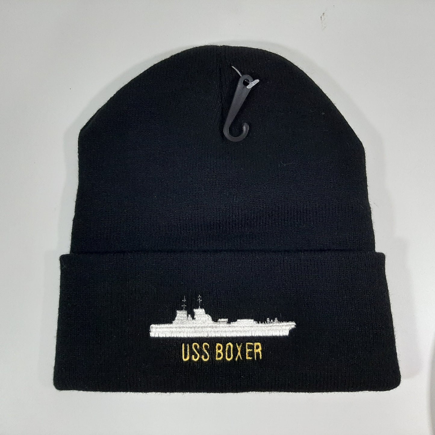 U.S. Navy USS Boxer Beanie Watch Cap Black Long One Size Acrylic