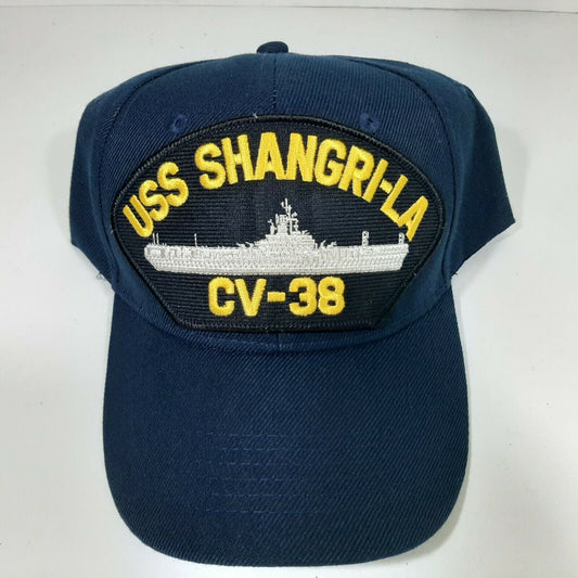 U.S. Navy USS Shangri-la CV-38 Men's Patch Cap Hat Navy Blue Acrylic