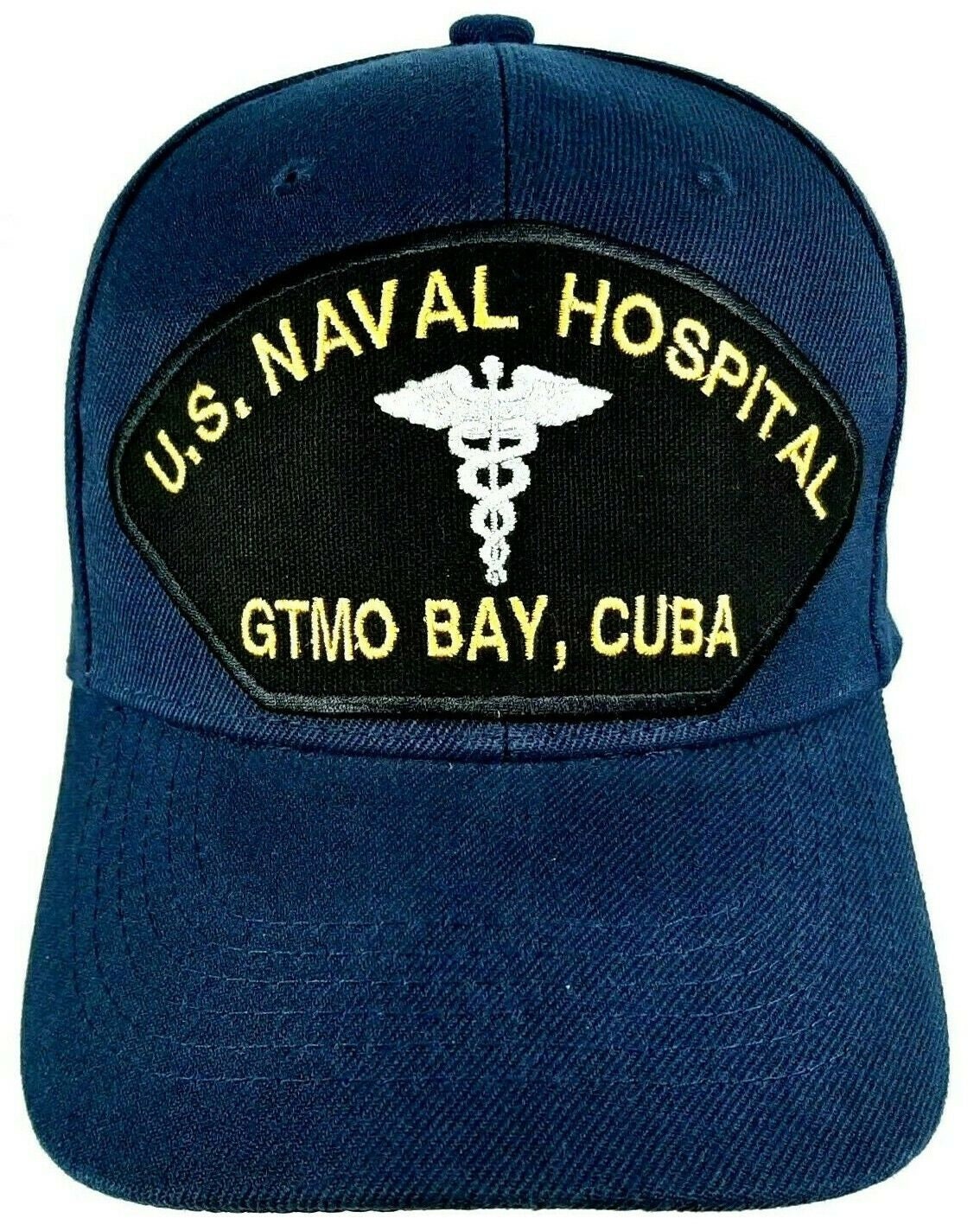 Naval Hospital GTMO Bay, Cuba Patch Hat Baseball Cap Adjustable Navy Blue Acrylic