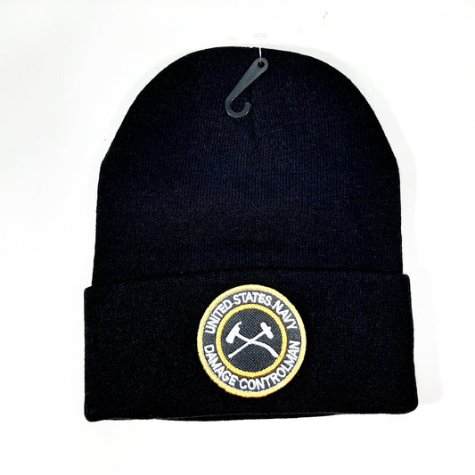 US Navy Damage Controlman Beanie Skull Cap Black Acrylic Embroidered