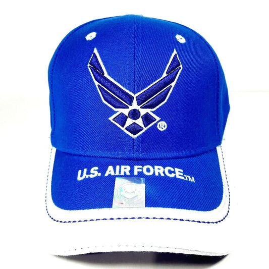 U.S. Air Force Wings Hat Royal Blue Puff Embroidered Baseball Cap Polyester