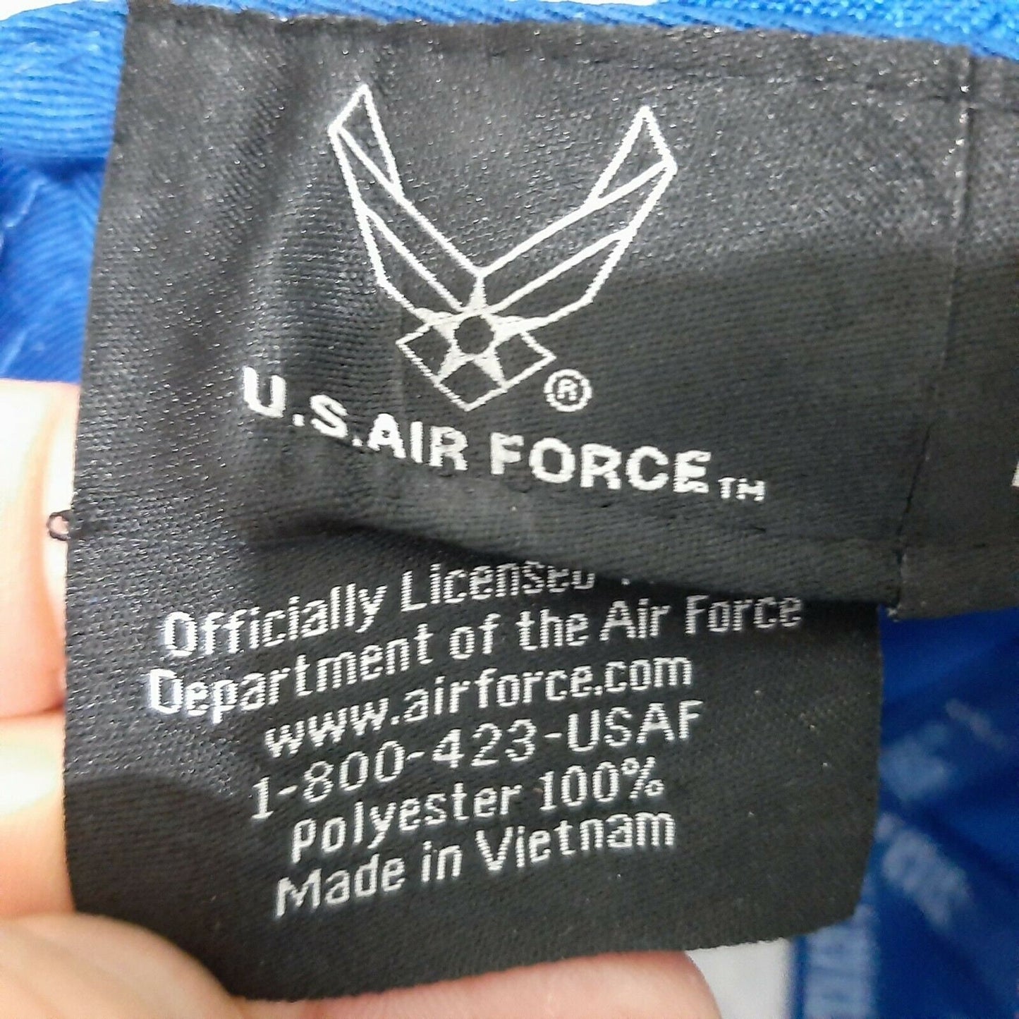 U.S. Air Force Wings Hat Royal Blue Puff Embroidered Baseball Cap Polyester