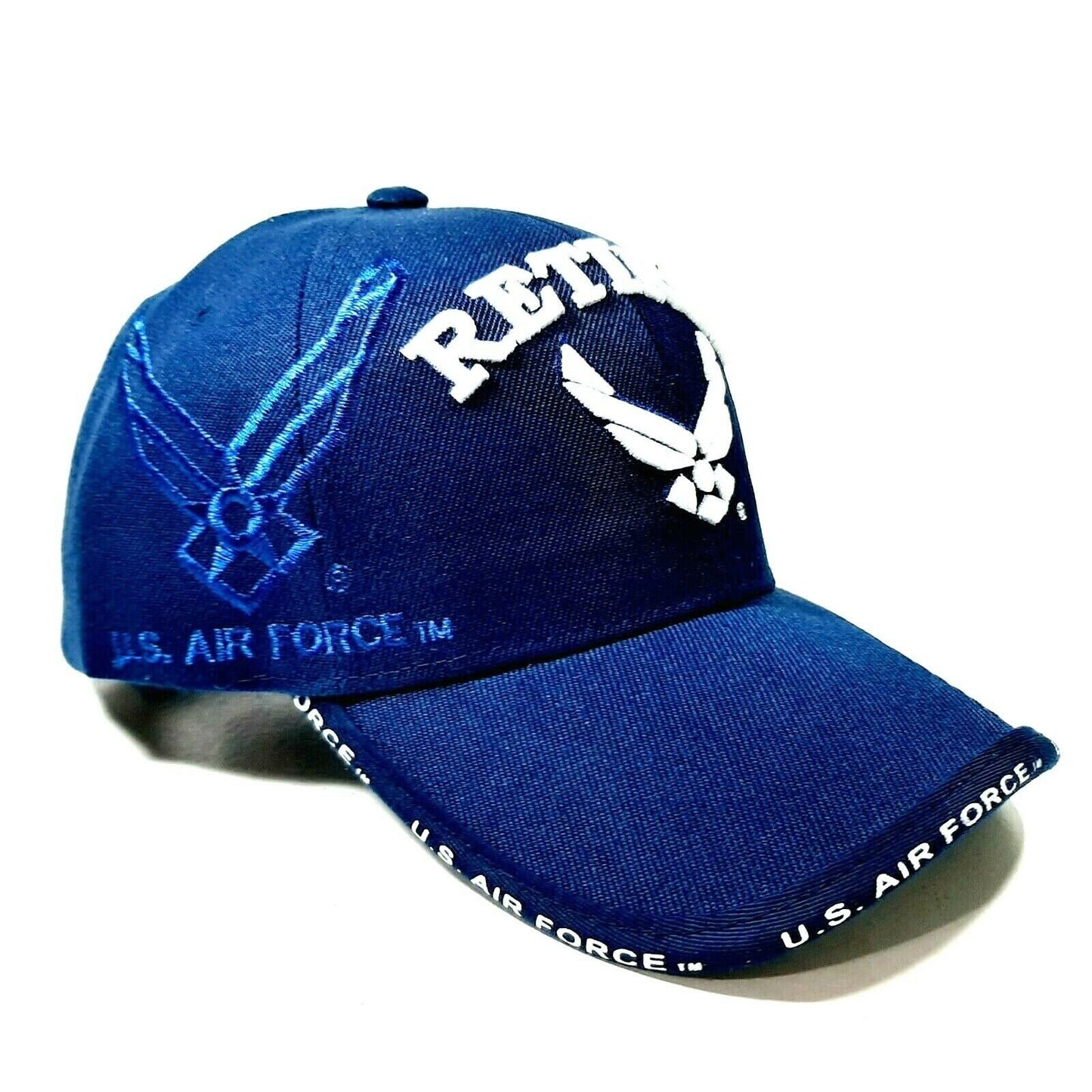 US Air Force Retired Men's Ball Cap Hat Navy Blue Acrylic Embroidered