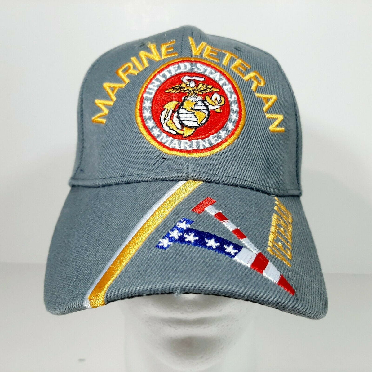 Marine Veteran "V" Mens Adjustable Hat Baseball Cap Embroidered