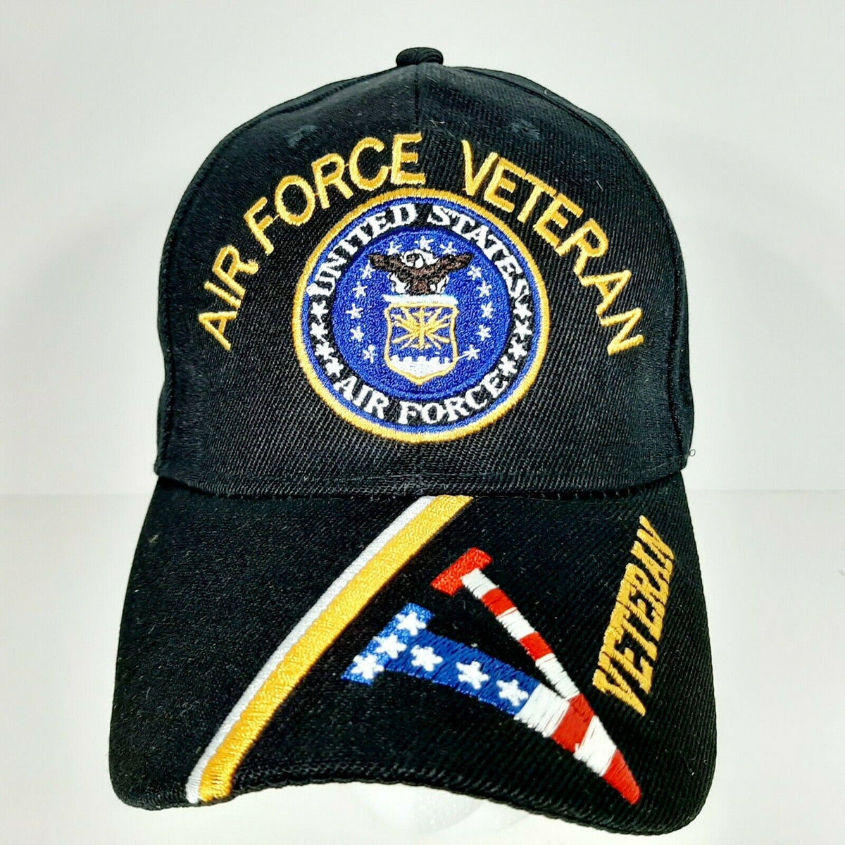 Air Force Veteran "V" Mens Adjustable Hat Baseball Cap Embroidered
