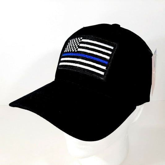 Thin Blue Line Baseball Hat Cap Black Cotton Embroidered Adjustable Strap Law