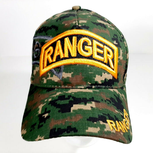 US Army Ranger Men's Camouflage Ball Cap One Size 100% Cotton Embroidered