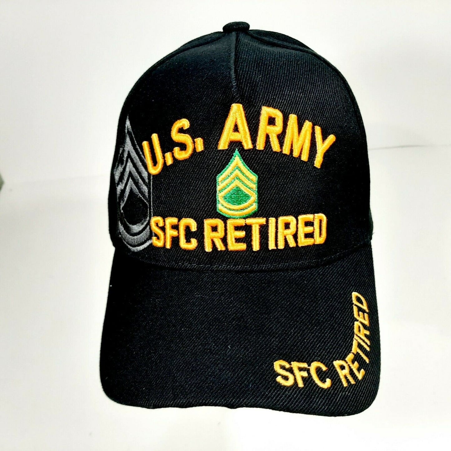 US Army SFC Retired Men's Baseball Cap Hat Black Embroidered Acrylic