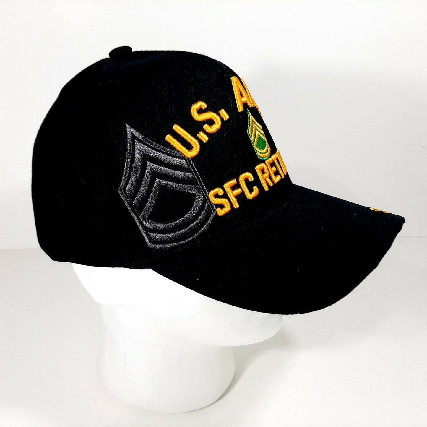 US Army SFC Retired Men's Baseball Cap Hat Black Embroidered Acrylic