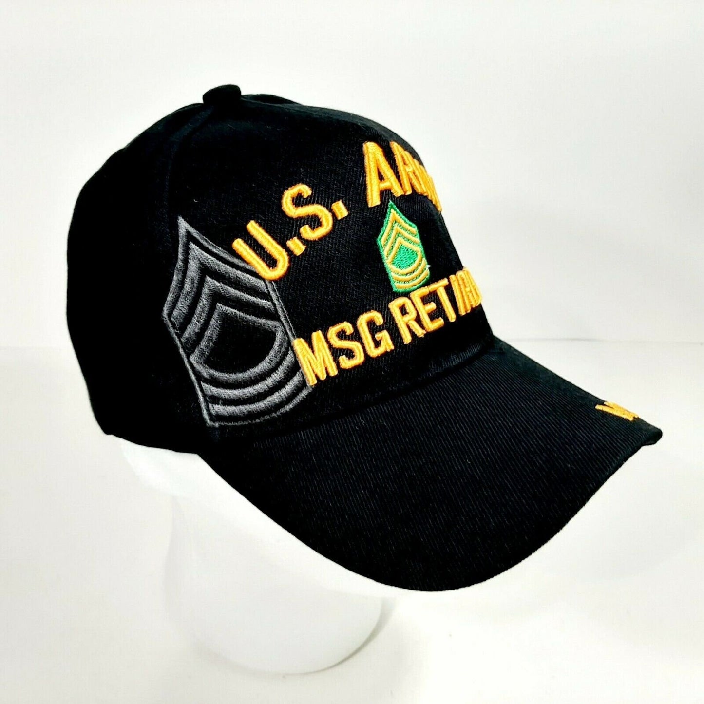 US Army MSG Retired Men's Ball Cap Hat Black Embroidered Acrylic