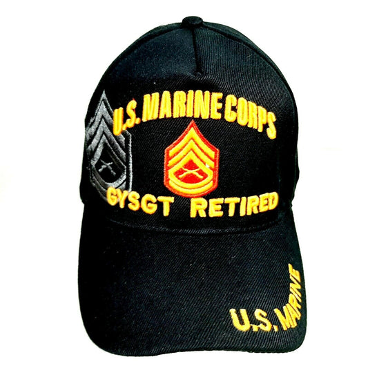 US Marine Corps GYSGT Retired Men's Ball Cap Hat Black Embroidered Acrylic