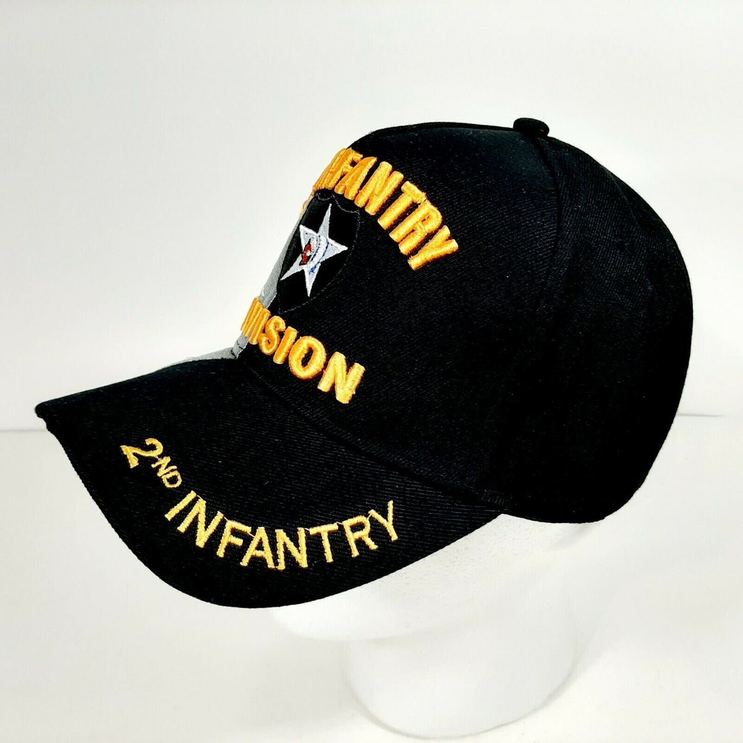 US Army 2nd Infantry Division Men's Ball Cap Hat Black Embroidered Acrylic