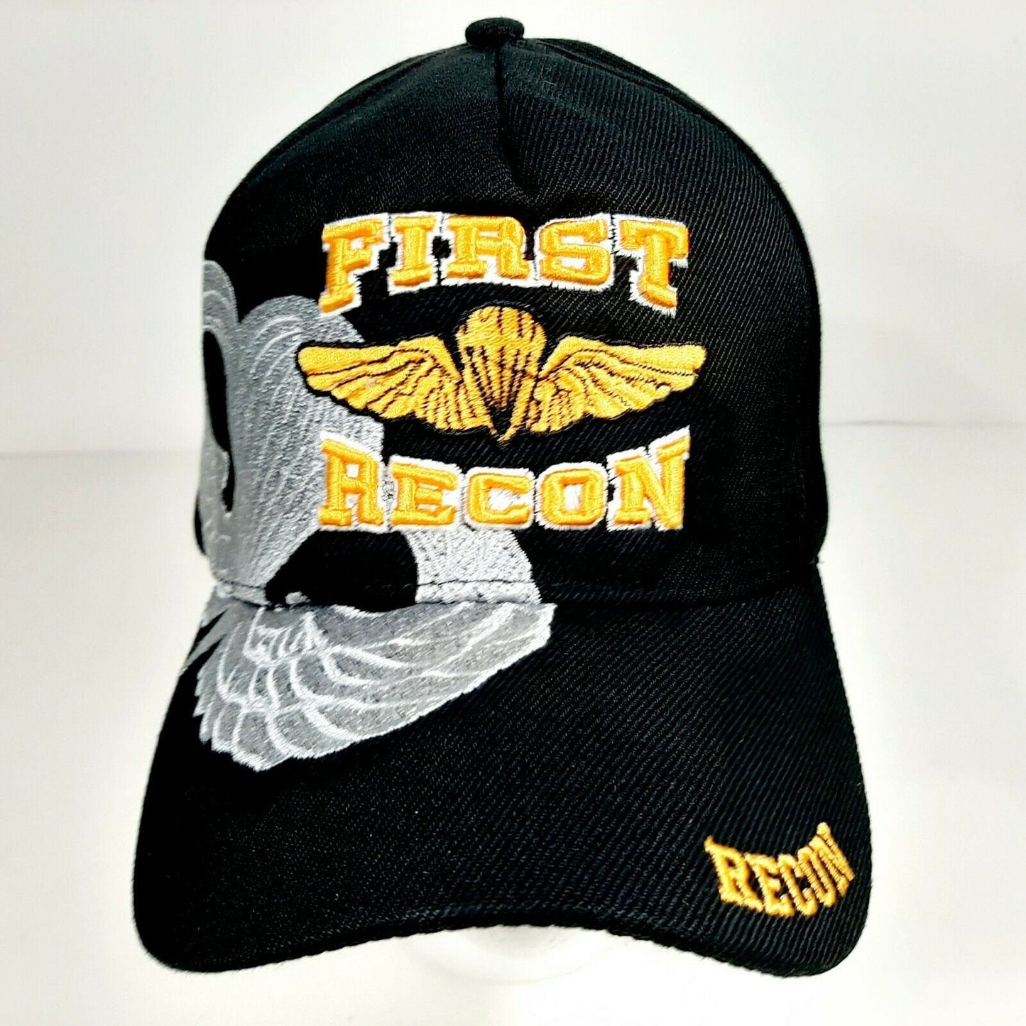 US Army 1st Recon Men's Ball Cap Hat Black Embroidered Acrylic