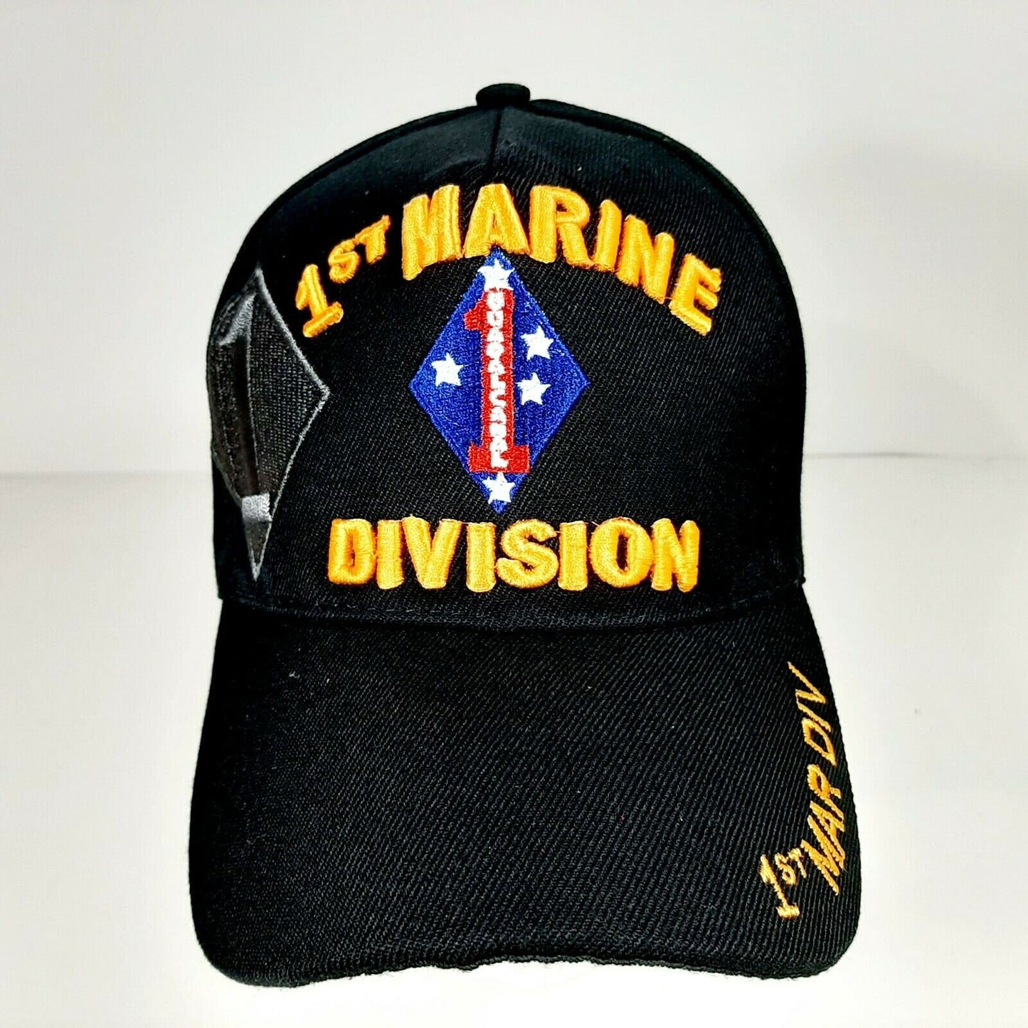 1st Marine Division Men's Ball Cap Hat Black Embroidered Acrylic