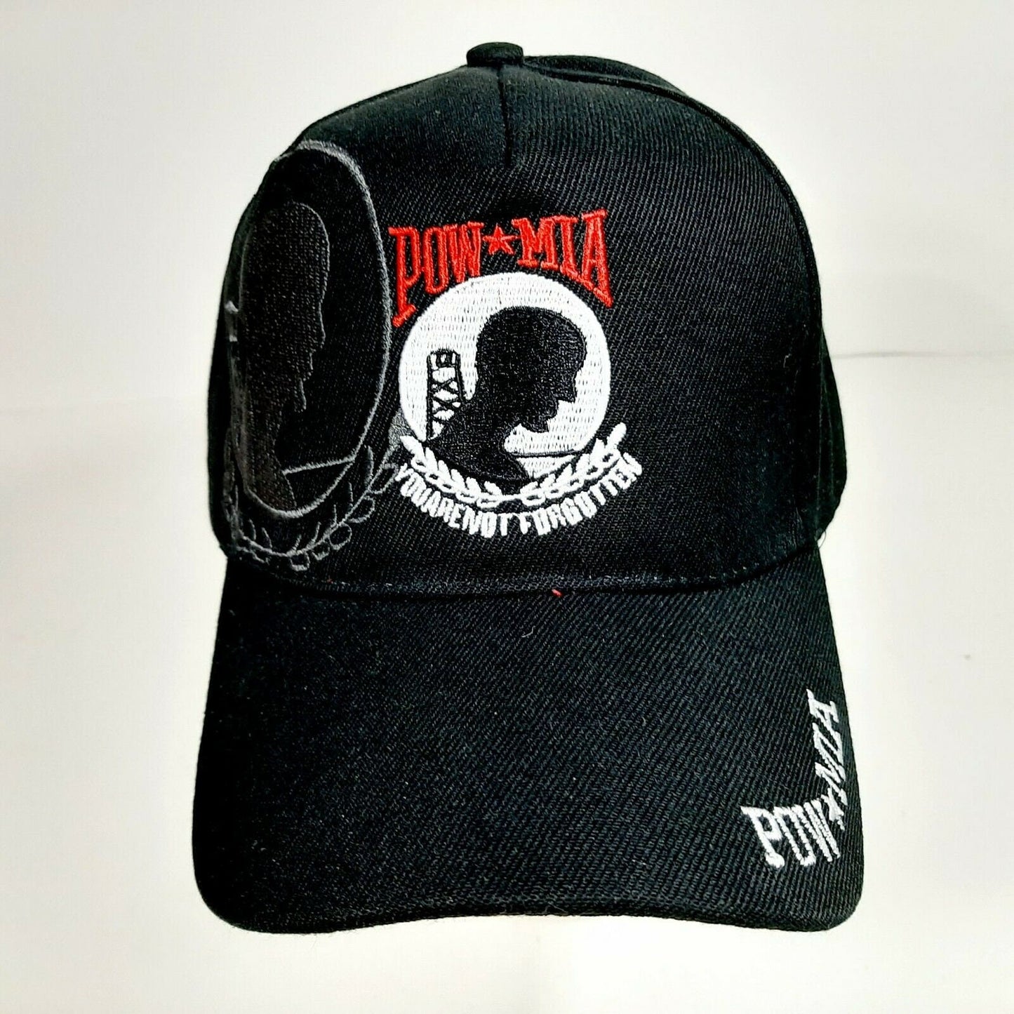 POW MIA Not Forgotten Men's Ball Cap Hat Black Embroidered Acrylic
