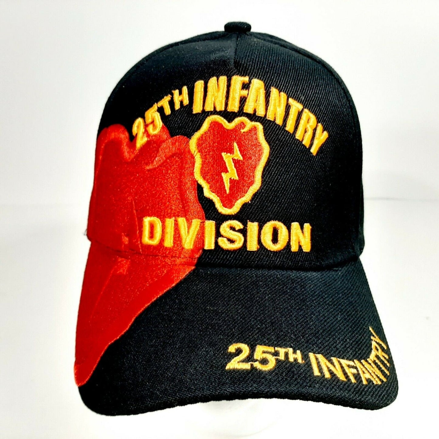 US Army 25th Infantry Division Tropic Lightning Men's Hat Cap Black Embroidered Acrylic
