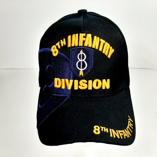 US Army 8th Infantry Division Golden Arrow Men's Hat Cap Black Acrylic