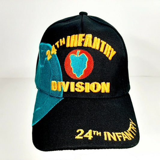 US Army 24th Infantry Division Men's Ball Cap Hat Black Embroidered Acrylic