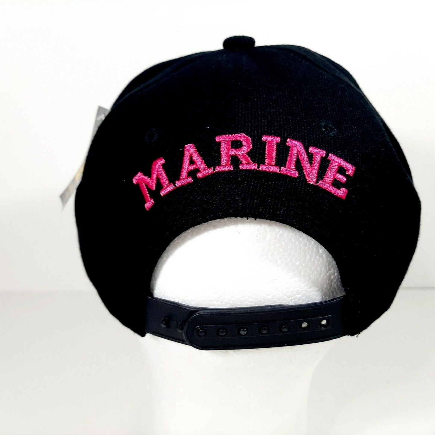 US Marine Corps Flat Bill Ball Cap Pink Black Embroidered Snapback