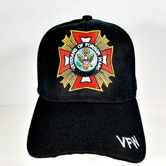 VFW Veterans Of Foreign Wars Baseball Cap Hat Mens One Size Adjustable Black