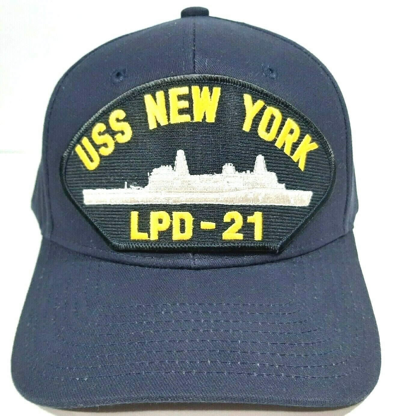 U.S. Navy USS New York LPD-21 Men's Cap Hat Navy Blue Embroidered Adjustable Strapback 100% Acrylic