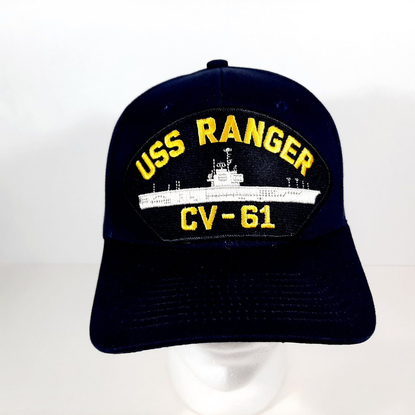 US Navy USS Ranger CV-61 Men's Patch Cap Hat Navy Blue Strapback