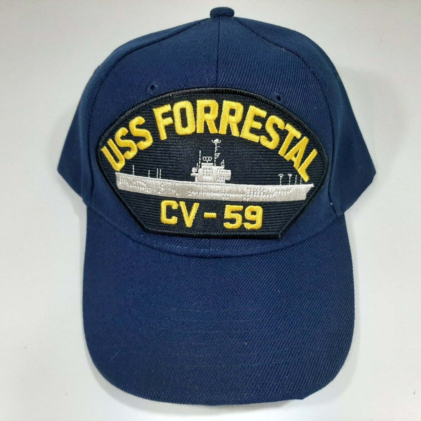 US Navy USS Forrestal CV-59 Men's Patch Cap Hat Navy Blue Acrylic