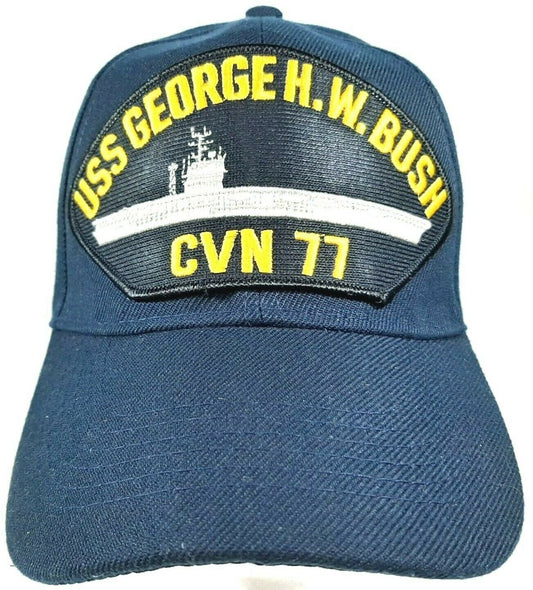 US Navy USS George H.W. Bush CVN-77 Men's Cap Patch Hat Navy Blue Acrylic