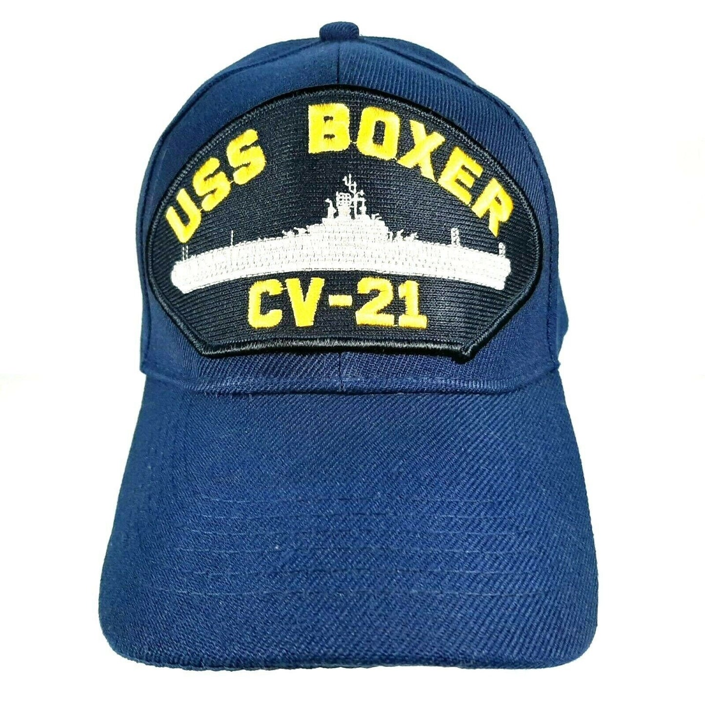 U.S. Navy USS Boxer CV-21 Men's Patch Cap Hat Navy Blue Acrylic
