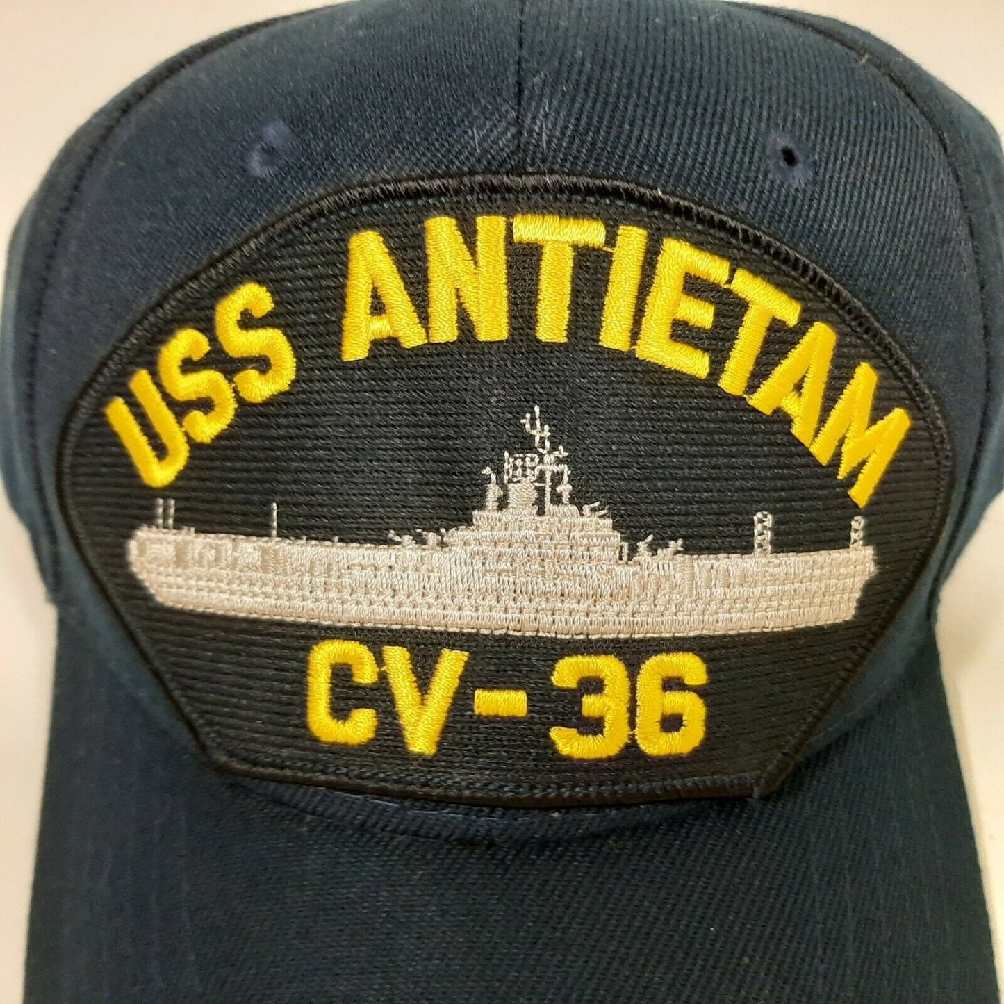 U.S. Navy USS Antietam CV-36 Men's Patch Cap Hat Navy Blue Acrylic