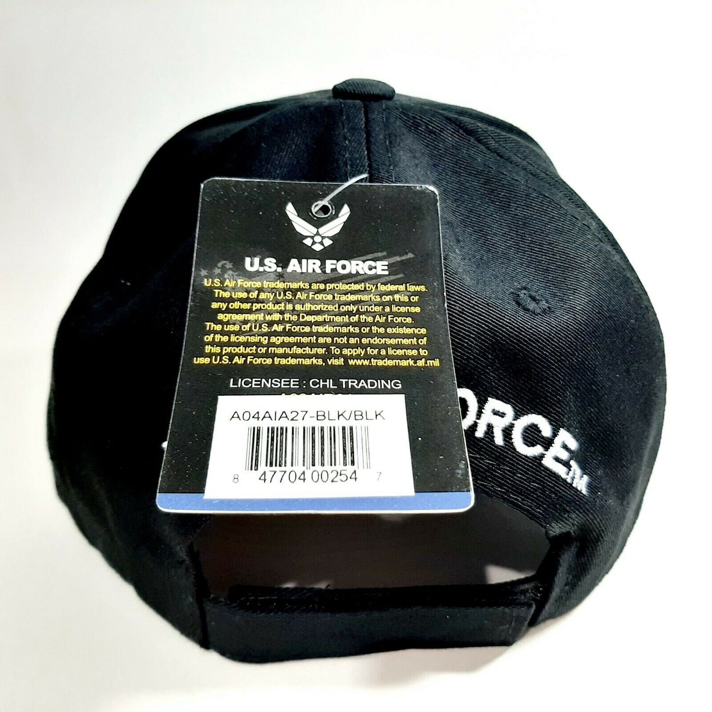 U.S. Air Force Baseball Cap Hat 3-D Puff Embroidery Black US Flag 100% Cotton
