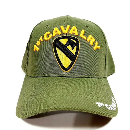 1st Cavalry Division Army Mens Embroidered Ball Cap Hat Green Twill Polyester