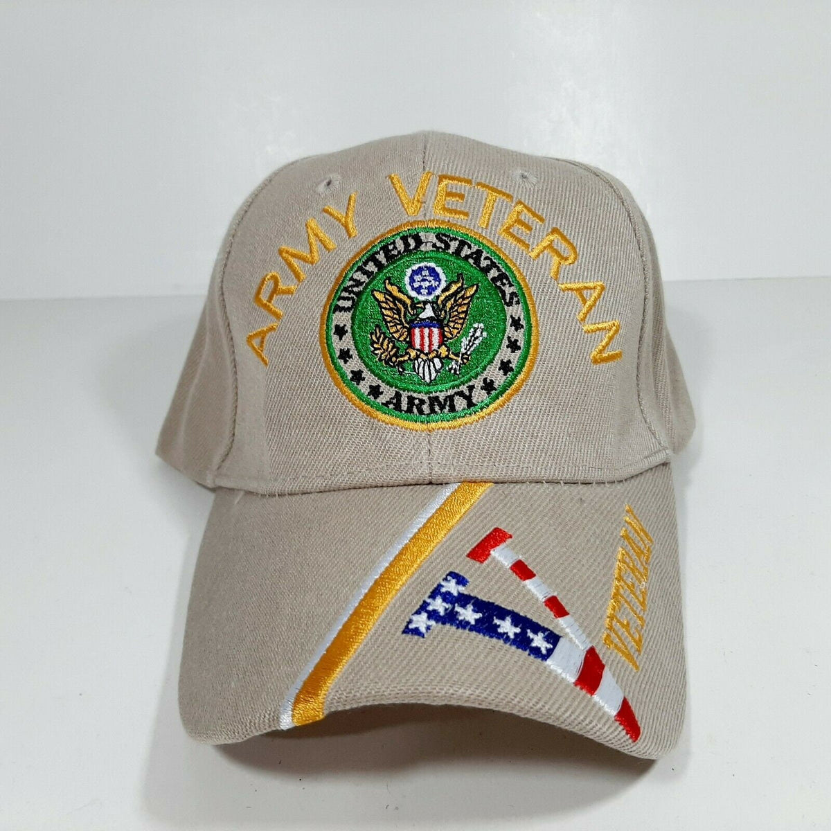 Army Veteran "V" Mens Adjustable Hat Baseball Cap Embroidered